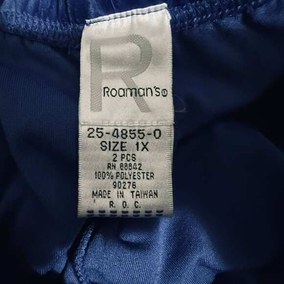 Roman's Vintage Y2K Velour Track Suit Royal Blue Zip Front Jacket & Pants 1X - Picture 5 of 5